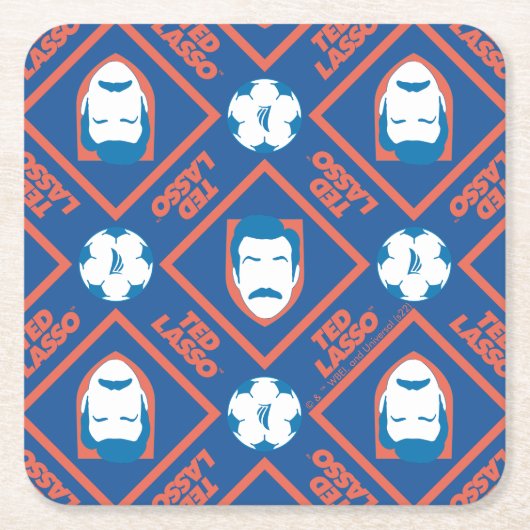 Ted Lasso | Face en Ball Diamond Pattern Kartonnen Onderzetters (Voorkant)