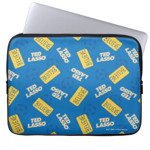 Ted Lasso   Geloof Sign and Ball Toss Pattern Laptop Sleeve