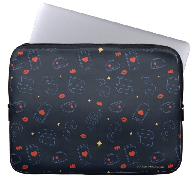 Ted Lasso | Patroon voor theedia en biscuit Laptop Sleeve (Voorkant)