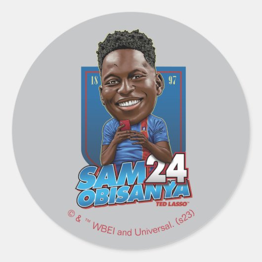 Ted Lasso | Sam Obisanya Bobblehead Ronde Sticker (Voorkant)