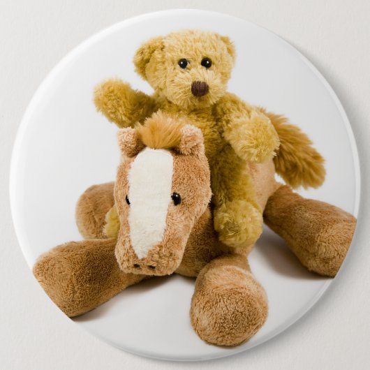 Ted paardrijden ronde button 6,0 cm (Voorkant)