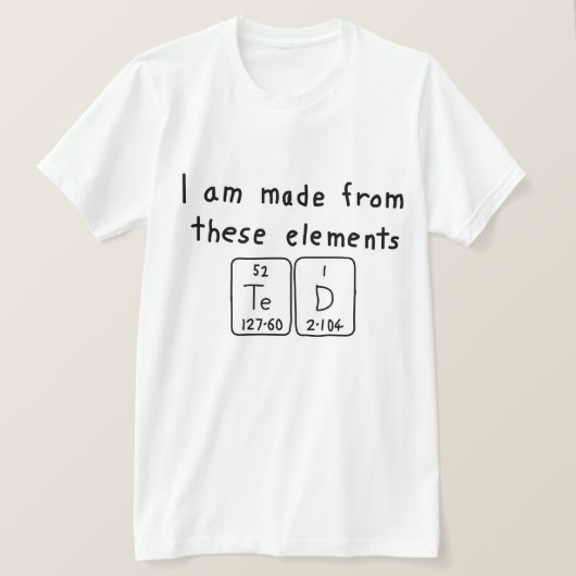 Ted periodiek table name shirt (Design voorkant)