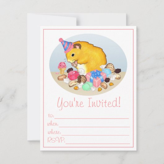 Ted the Hamster Party Invitations Kaart (Voorkant)