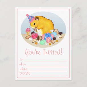 Ted the Hamster Party Invitations Kaart