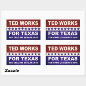 Ted werkt voor Texas rood wit en blauw design. Rechthoekige Sticker (Vel)