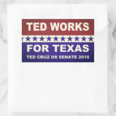 Ted werkt voor Texas rood wit en blauw design. Rechthoekige Sticker (Tas)
