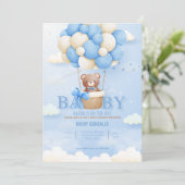 Tedby Beer Balloon Blue Sky Baby Boy Shower Kaart (Staand voorkant)