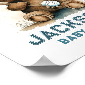 Tedd Beer Honkbal Speler Jongen Welkom Baby shower Poster (Hoek)