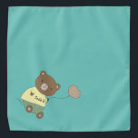 Tedd E. Teddy Bear Gepersonaliseerde Blauwgroen di Bandana<br><div class="desc">Een blauwgroen achtergrond en een schattige teddybeer met een roze neus... het houden van een ballon. Op zijn buik heeft hij de naam van je huisdier. De achtergrondkleur is aanpasbaar,  evenals de doopvont,  de doopvontkleur,  en de naam... het gebruiken geeft menu uit. Maak het je eigen!</div>