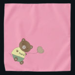 Tedd E. Teddy Bear Personalized Pink Pet Bandana<br><div class="desc">Roze achtergrond en een schattige teddybeer met een roze neus... het houden van een ballon. Op zijn buik heeft hij de naam van je huisdier. De achtergrondkleur is aanpasbaar,  evenals de doopvont,  de doopvontkleur,  en de naam... het gebruiken geeft menu uit. Maak het je eigen!</div>