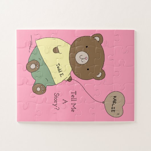 Tedd E. Teddy Bear Pink - Gepersonaliseerd Legpuzzel (Horizontaal)