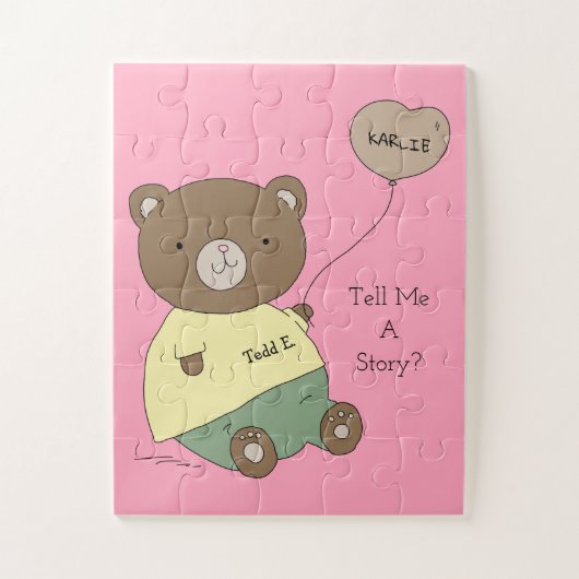 Tedd E. Teddy Bear Pink - Gepersonaliseerd Legpuzzel (Verticaal)