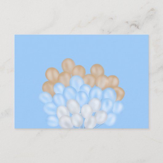 Teddbeer blauwe ballon luier raffle baby shower informatiekaartje (Achterkant)