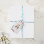 Teddbeer Bloemige Baby Shower Bedank Geschenklabel Cadeaulabel (Met Touw)