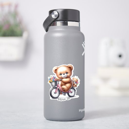 Teddbeer die op een fiets rijdt sticker (HydroFlask)
