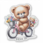 Teddbeer die op een fiets rijdt sticker (Voorkant)