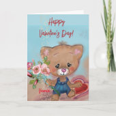 Teddbeer met bloemen Valentijnskaart Feestdagen Kaart (Voorkant)