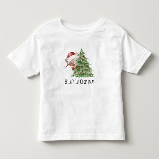 Teddbeer op maat voor baby's eerste kerstfeest  kinder shirts (Voorkant)