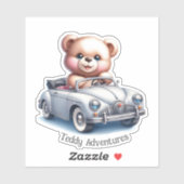 Teddbeer rijdt in een cabriolet sticker (Vel)