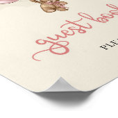 Teddbeer roze bruin ivoor ballonnen gastboek poster (Hoek)