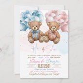 Teddi Beer Baby shower Uitnodiging Hij of Zij Gesl (Voorkant)