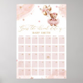 Teddibeer Baby Shower Raad de Bevalling Datum Kale Poster (Voorkant)