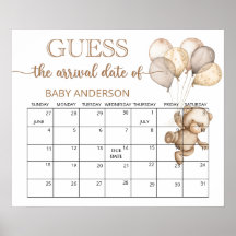 Teddibeer Baby Shower Raad Verwachte Datum Kalende