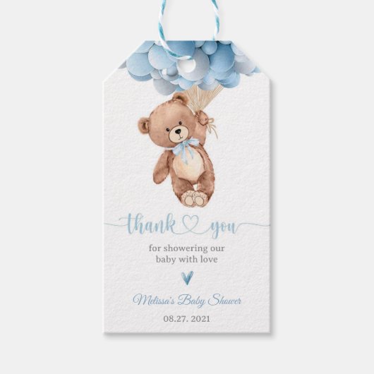 Teddibeer babyshower cadeautag cadeaulabel (Voorkant)