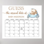 Teddibeer Babyshower Raad de Bevalling Datum Kalen Poster (Voorkant)