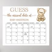 Teddibeer Babyshower Raadt Verwachtingsdatum Kalen Poster (Voorkant)