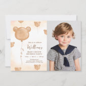 Teddibeer Ballon Beary Tweede Verjaardagsfeestje Kaart (Voorkant)