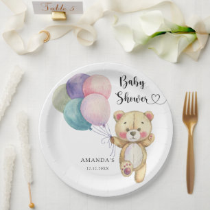 Teddibeer ballonnen - Baby Shower Papieren Bordje