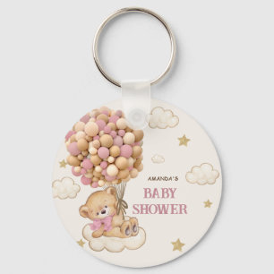 Teddibeer ballonnen beige Roze Sleutelhanger