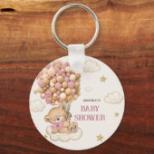 Teddibeer ballonnen beige Roze Sleutelhanger (Voorkant)