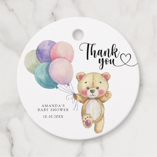 Teddibeer ballonnen - dank je bedankjes labels (Voorkant)