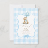 Teddibeer Blauw Gingham Schattig Bedankt (Voorkant)