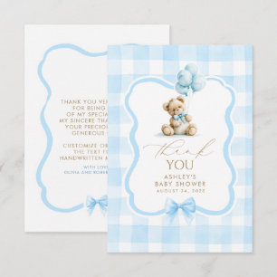 Teddibeer Blauw Gingham Schattig Bedankt