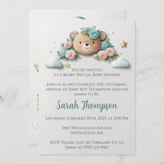 Teddibeer Bloemen Kaart (Voorkant / Achterkant)