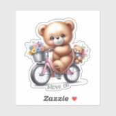 Teddibeer die op een fiets rijdt sticker (Vel)