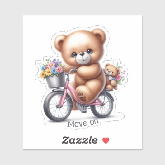 Teddibeer die op een fiets rijdt sticker (Vel)