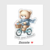 Teddibeer die op een fiets rijdt sticker (Vel)