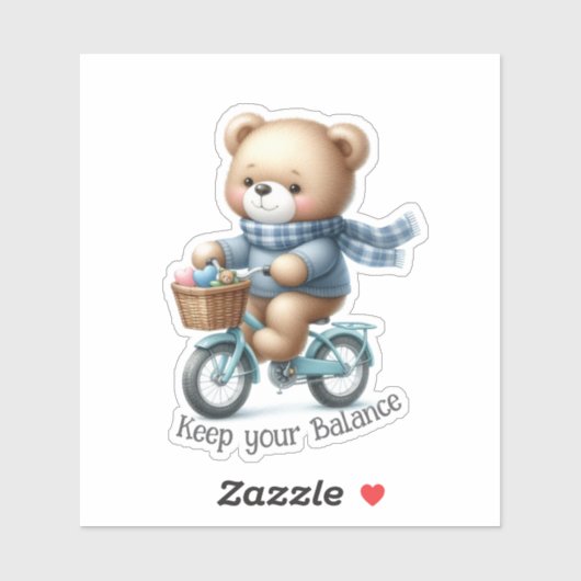 Teddibeer die op een fiets rijdt sticker (Vel)