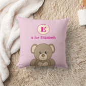 Teddibeer eerste naam kinderen roze kussen (Deken)