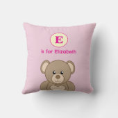 Teddibeer eerste naam kinderen roze kussen (Achterkant)
