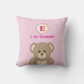 Teddibeer eerste naam kinderen roze kussen (Voorkant)