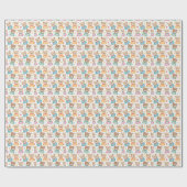 Teddibeer en bloemen cadeaupapier (Vlak)