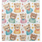 Teddibeer en bloemen douchegordijn (Voorkant)