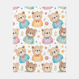 Teddibeer en bloemen fleece deken