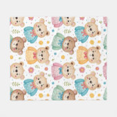 Teddibeer en bloemen fleece deken (Voorkant (Horizontaal))