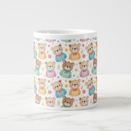 Teddibeer en bloemen grote koffiekop